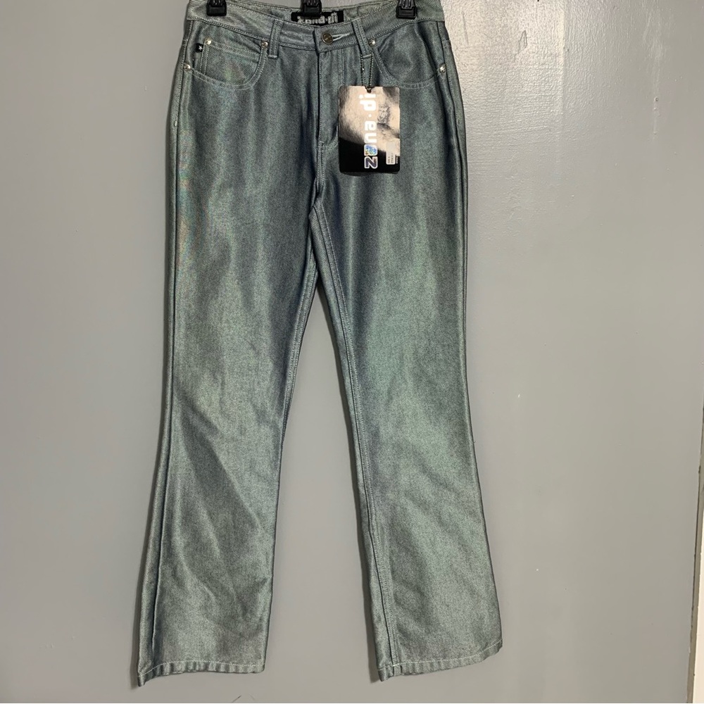 Vintage Y2K Juniors size 5 Zana Di Metallic Silver Flared Pants A41
